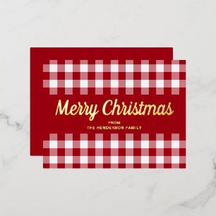 Carte Postale De Vacances En Aluminium Classic Red Plaid Gold de Noël