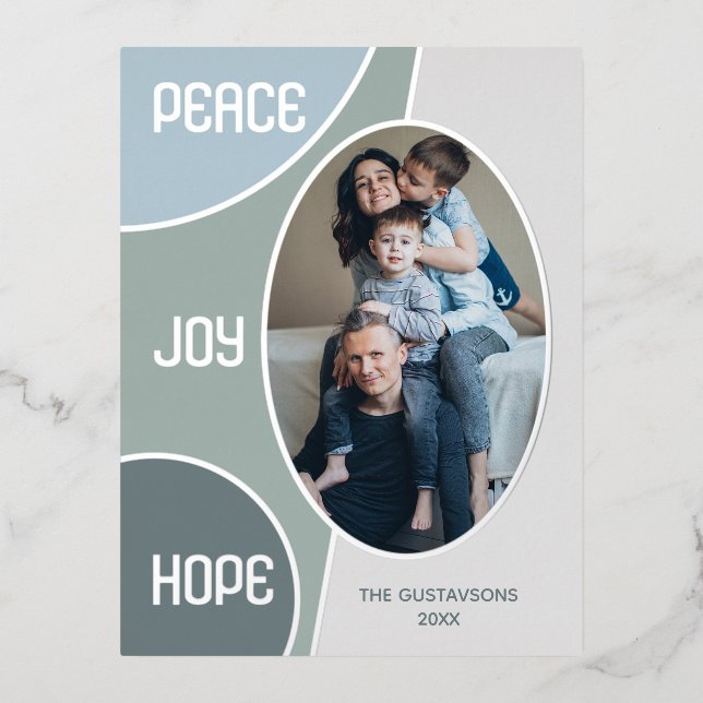 Carte Postale De Vacances En Aluminium Classique Joyeuses Fêtes moderne Silver Gold (Recto)