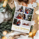 Carte Postale De Vacances En Aluminium Classique Simple Cinq Photo Joyeux Noël Or<br><div class="desc">Célébrez la saison avec cette unique, classique simple cinq photo Joyeux Noël feuille d'or carte postale vacances avec une touche de charme vintage. Le design minimaliste présente une élégante palette de couleurs dorées, évoquant l'esprit cosy de l'hiver. Son attrait moderne, associé à la formulation traditionnelle, crée un équilibre parfait entre...</div>