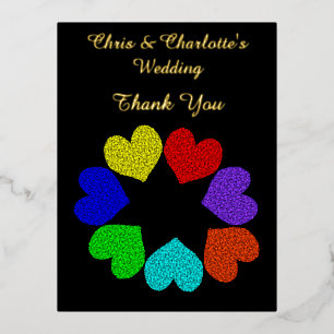 Carte Postale De Vacances En Aluminium Cœurs d'amour arc-en-ciel floral mariage personnal
