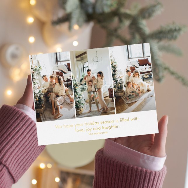 Carte Postale De Vacances En Aluminium Collage moderne Trois photos Noël (Créateur téléchargé)