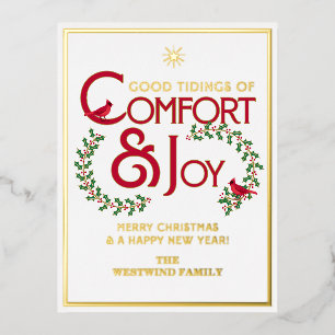 Carte Postale De Vacances En Aluminium Confort et Joie Joyeux Noël Typographie