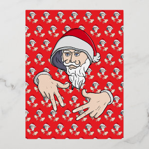 Carte Postale De Vacances En Aluminium Cool Gangsta Hip hop Rap de la main Père Noël