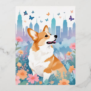 Carte Postale De Vacances En Aluminium Corgi Vintage Animal Nature Environnement Ville Dé