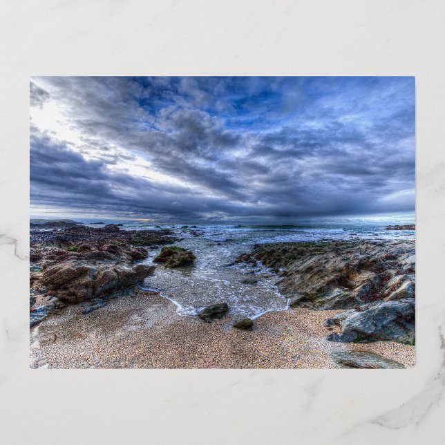 Carte Postale De Vacances En Aluminium Cornish Beach Breaking Waves (Recto)