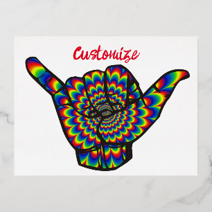 Carte Postale De Vacances En Aluminium Cove Thunder Psychedelique Shaka Hawaïen