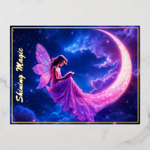 Carte Postale De Vacances En Aluminium Croissant rose de fée lune lune lune lune lune lun
