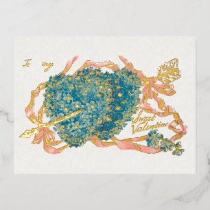 Carte Postale De Vacances En Aluminium Cupidons à ailes vintages et Violets Saint-Valenti