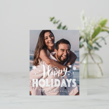 Custum Photo Happy Holidays Typographie Flocon de