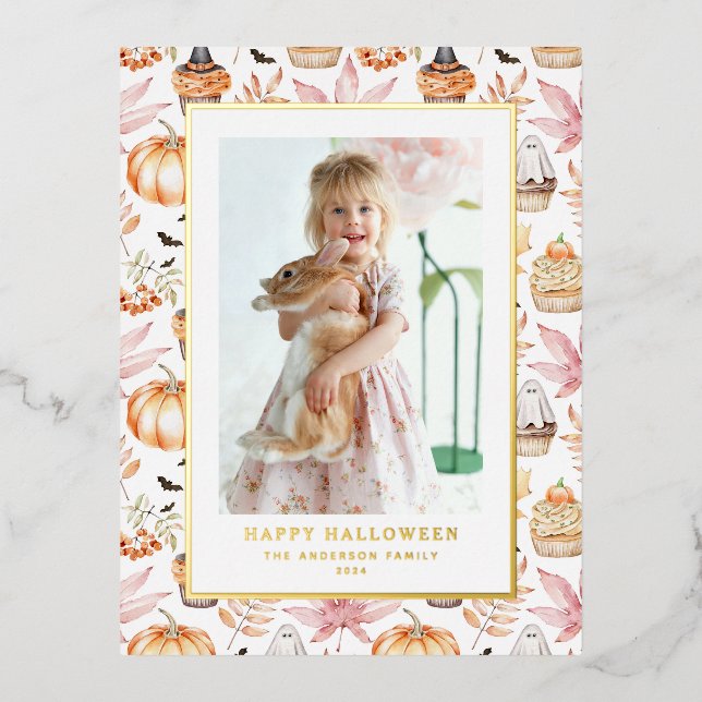 Carte Postale De Vacances En Aluminium Cute Pastel Éffrayant Cupcakes Happy Halloween Pho (Recto)