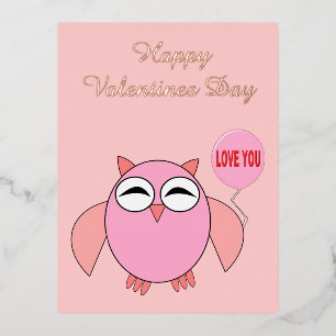 Carte Postale De Vacances En Aluminium Cute Rose Love You Owl Custom Valentines Day