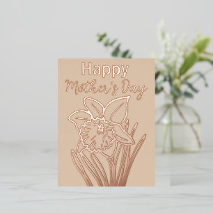 Carte Postale De Vacances En Aluminium Daffodil Floral Joyeux or de la fête des mères