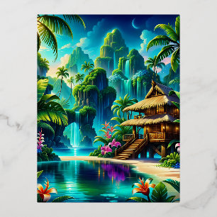 Carte Postale De Vacances En Aluminium Dans cette peinture numérique, un artiste a créé u