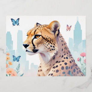 Carte Postale De Vacances En Aluminium Décor animal vintage guépard nature environnement