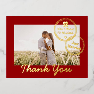 Carte Postale De Vacances En Aluminium Destination rouge mariage double bonheur merci