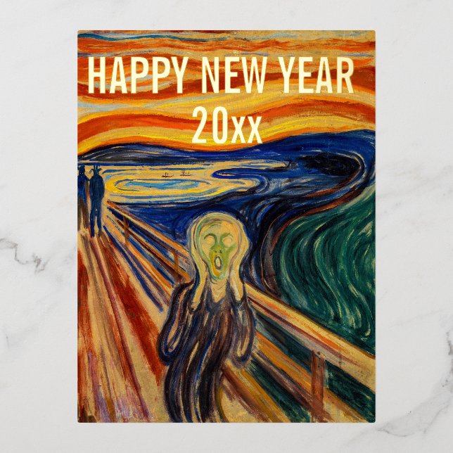Carte Postale De Vacances En Aluminium Edvard Munch - Bonne année du cri (Recto)