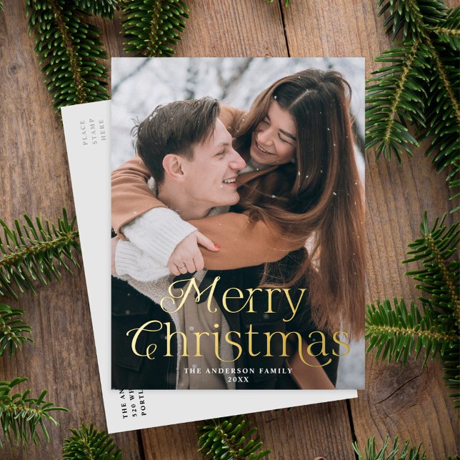 Carte Postale De Vacances En Aluminium Élégance festive Joyeux Noël Photo (Créateur téléchargé)