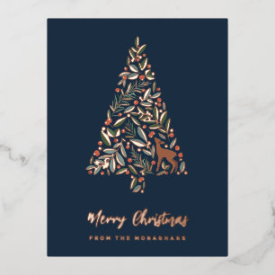 Carte Postale De Vacances En Aluminium Élégant arbre de Noël de feuillage   Little Deer