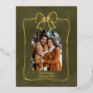 Carte Postale De Vacances En Aluminium Élégant Arc Famille Photo Bow Noël