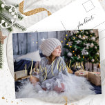 Carte Postale De Vacances En Aluminium Élégant et simple vrai Foil Photo Joyeux Noël<br><div class="desc">Envoyer une photo personnalisée élégante Carte postale de vacances avec "Joyeux Noël" dans une belle calligraphie moderne dans de vrais détails en papier peint! Possibilité de customiser plus loin ce design, et déplacer l'expression "Joyeux Noël" à une position différente pour convenir le mieux à votre photo. Cliquez simplement sur le...</div>