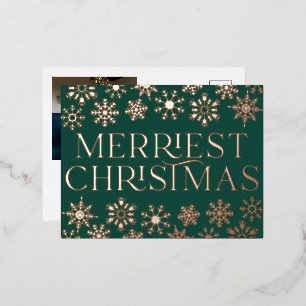Carte Postale De Vacances En Aluminium Élégant flocon de neige photo de Noël Real Foil ca
