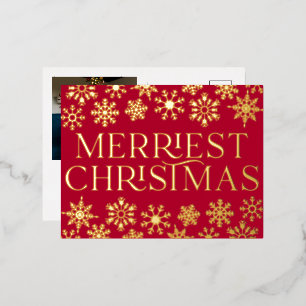 Carte Postale De Vacances En Aluminium Élégant flocon de neige photo de Noël Real Foil ca