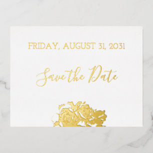 Carte Postale De Vacances En Aluminium Elégant Floral Botaniqe Gold Wedding Enregistrer l
