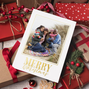 Carte Postale De Vacances En Aluminium Élégant Joyeux Noël Script Deux Photo