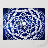 Elégant Luxe Silver Navy bleu Mandala Reiki Yoga