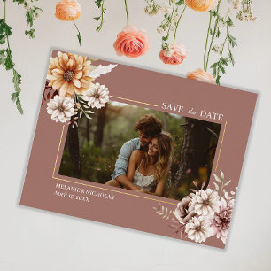 Carte Postale De Vacances En Aluminium Elégant Mariage floral Bohème