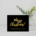 Carte Postale De Vacances En Aluminium Élégant noir et or huile Joyeux Noël<br><div class="desc">Elégante Black and Real Gold Foil Typographie Joyeux Noël ou votre texte,  Carte postale de Noël,  vous pouvez choisir avec ou sans enveloppe</div>