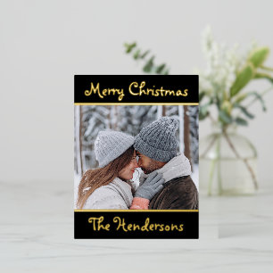 Carte Postale De Vacances En Aluminium Élégant Script Joyeux Noël Photo