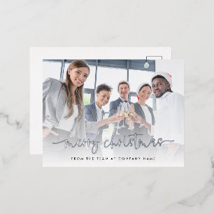 Carte Postale De Vacances En Aluminium Élégant script photo Joyeux Noël Réel
