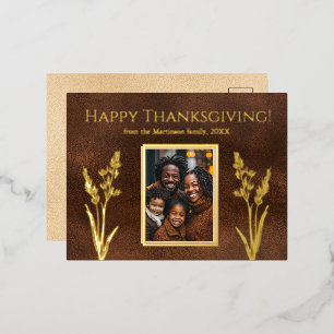 Carte Postale De Vacances En Aluminium Élégant Thanksgiving Family Photo Automne Botaniqu