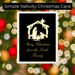Carte Postale De Vacances En Aluminium Elégante Carte de Noël de la Nativité Or