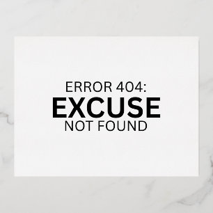 Carte Postale De Vacances En Aluminium Erreur 404 Excuse Non Trouvée Minimaliste Machine
