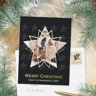 Carte Postale De Vacances En Aluminium Étoile géométrique moderne de Noël Charbon profond