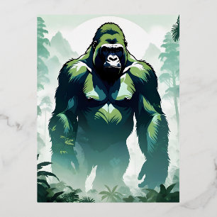 Carte Postale De Vacances En Aluminium Faune de gorille Animal Nature Environnement Jungl