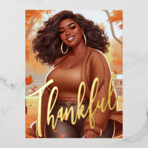 Carte Postale De Vacances En Aluminium Femme Noire Courbe Chute Blisses Thanksgiving