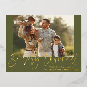 Carte Postale De Vacances En Aluminium feuille d'or rustique lettrage bon thanksgiving ca