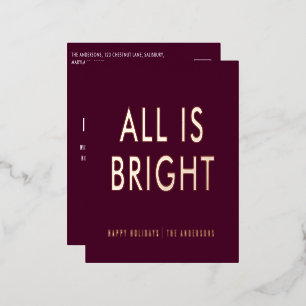 Carte Postale De Vacances En Aluminium feuille élégante pas de photo feuille moderne cart