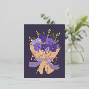 Carte Postale De Vacances En Aluminium Fleur de naissance de février violettes pourpre fl