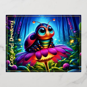 Carte Postale De Vacances En Aluminium Fleur d'imaginaire molle et brillant Enchantée Lad