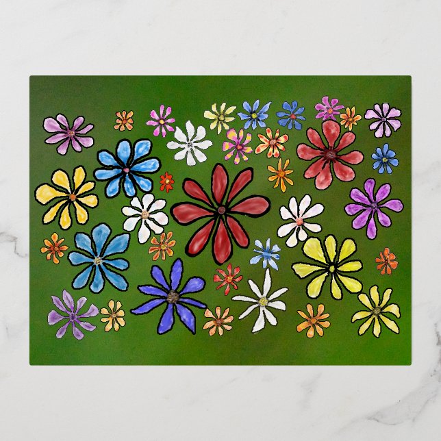 Carte Postale De Vacances En Aluminium Fleurs colorées (Recto)