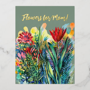 Carte Postale De Vacances En Aluminium Fleurs pour la meilleure maman !