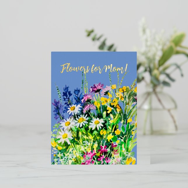 Carte Postale De Vacances En Aluminium Fleurs pour la meilleure maman ! (Debout devant)