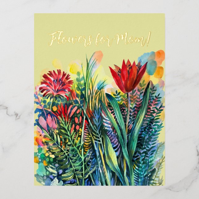 Carte Postale De Vacances En Aluminium Fleurs pour la meilleure maman ! (Recto)