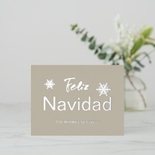 Carte Postale De Vacances En Aluminium Flocons de neige Simple Feliz Navidad Argent