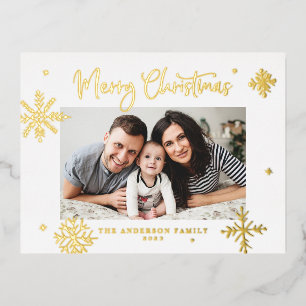 Carte Postale De Vacances En Aluminium Flocons Fantaisistes Joyeux Noël Photo