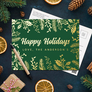 Carte Postale De Vacances En Aluminium Foliage de Noël branché Real